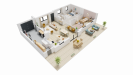 Vue interieure 3D maison individuelle de plain pied FAMILY HOME 132 Groupe BDL
