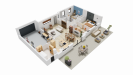 Vue interieure 3D maison individuelle de plain pied FAMILY HOME 134 Groupe BDL