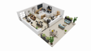 Vue interieure 3D rez de chaussee maison individuelle a etage FAMILY HOME 153 Groupe BDL