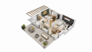 Vue interieure 3D rez de chaussee maison individuelle a etage R+1 - FAMILY HOME 144 - Groupe BDL