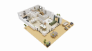 Vue interieure 3D rez de chaussee  maison individuelle a etage R+1 - FAMILY HOME 148 - Groupe BDL