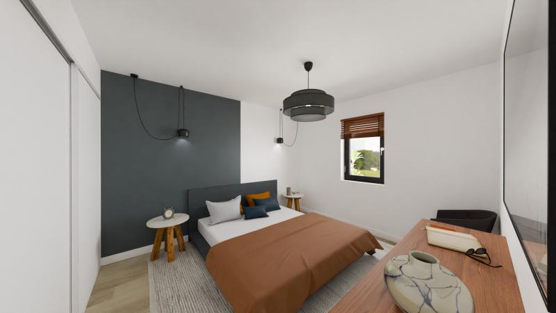 Vue interieure chambre  maison individuelle de plain pied FAMILY HOME 134 Groupe BDL