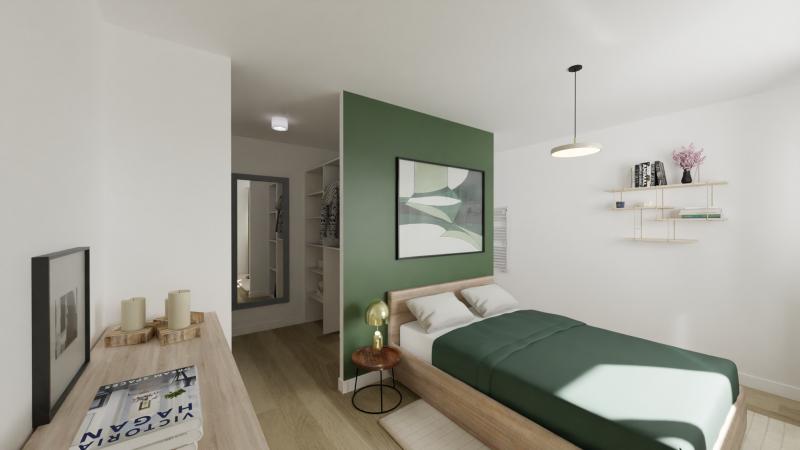 Vue interieure chambre  maison individuelle de plain pied FAMILY HOME 136 Groupe BDL