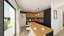 Vue intérieure cuisine maison individuelle contemporaine à étage combles _ 3 chambres avec garage - FH154