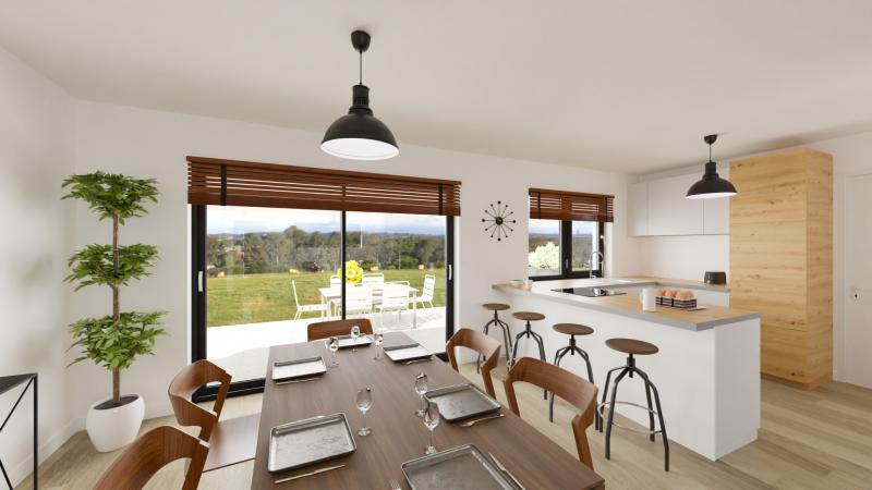 Vue interieure cuisine  maison individuelle de plain pied FAMILY HOME 134 Groupe BDL