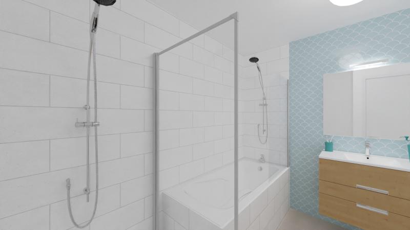 Vue interieure salle de bains maison individuelle de plain pied - FAMILY HOME 133 Groupe BDL