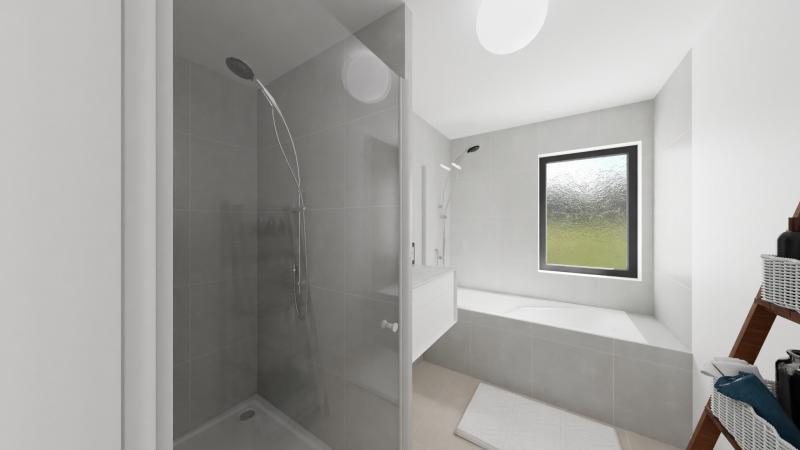 Vue interieure salle de bains  maison individuelle de plain pied FAMILY HOME 134 Groupe BDL