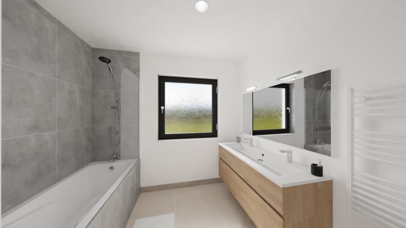Vue interieure salle de bains  maison individuelle de plain pied FAMILY HOME 136 Groupe BDL