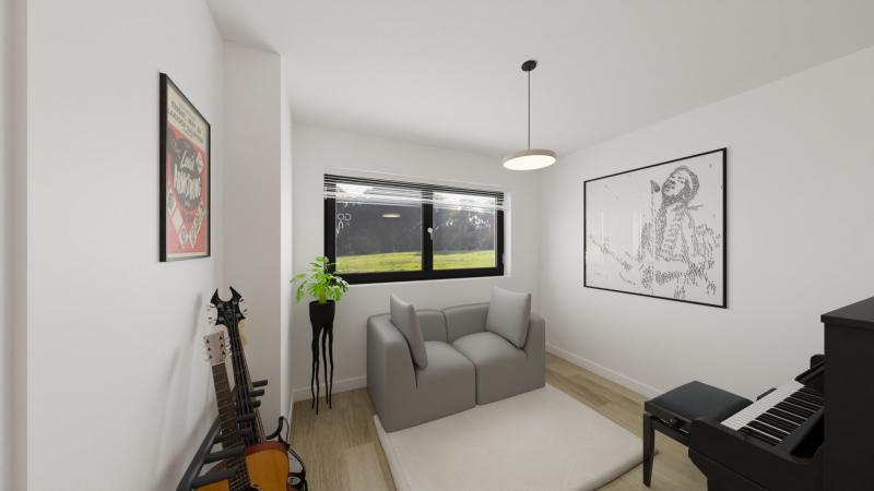 Vue interieure salle de musique  maison individuelle de plain pied FAMILY HOME 136 Groupe BDL
