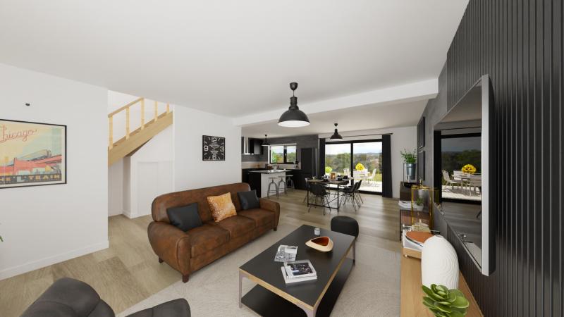 Vue interieure sejour maison individuelle a etage FAMILY HOME 153 Groupe BDL