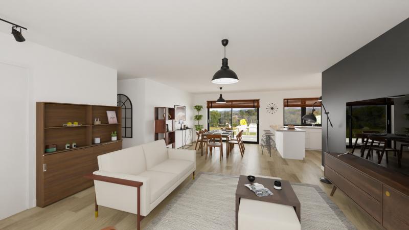 Vue interieure sejour maison individuelle de plain pied FAMILY HOME 134 Groupe BDL
