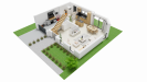 VUE INTERIEURE 3D RDC  maison individuelle 3 chambres  FH152 Groupe BDL