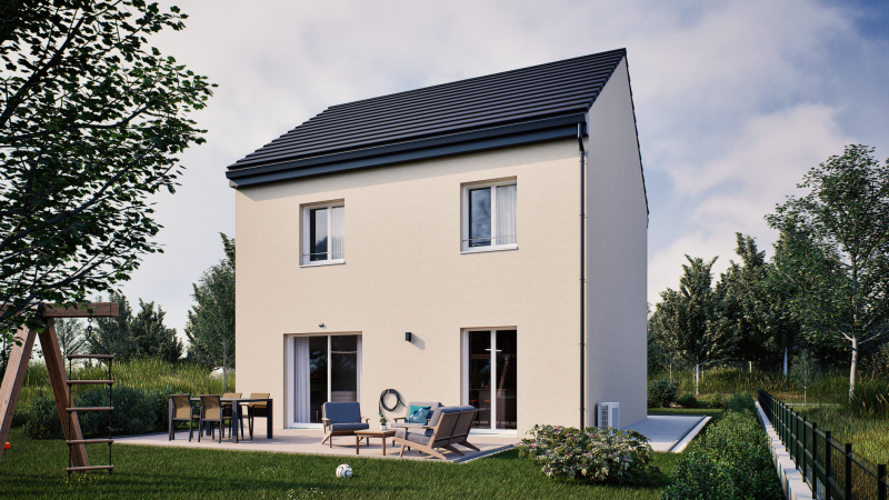 Facade arriere maison individuele a etage R+1 investissement locatif - Modèle INYA Groupe BDL