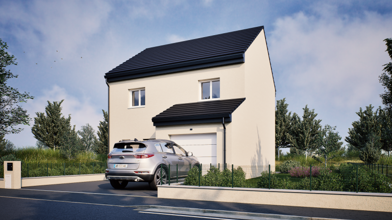 Facade avant maison individuele a etage R+1 investissement locatif - Modèle INYA Groupe BDL