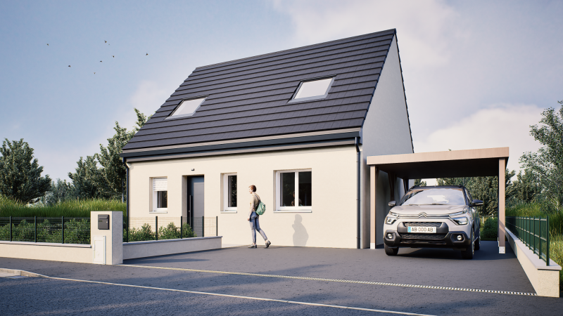 Facade avant maison individuelle a etage Investissment locatif normes PMR - Modèle LOYA Groupe BDL
