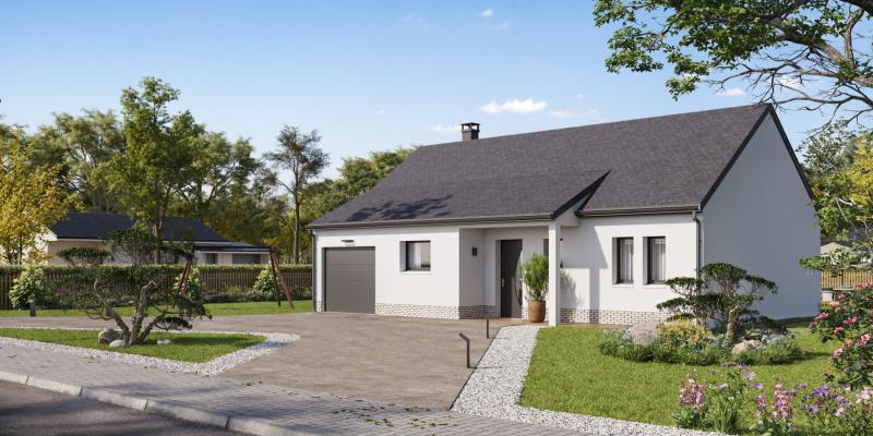 Facade avant maison individuelle de plain pied - FAMILY HOME 09 Groupe BDL