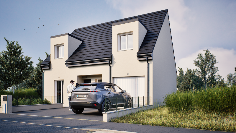 Facade avant maison inviduelle a etage gamme locative GAYA - GROUPE BDL
