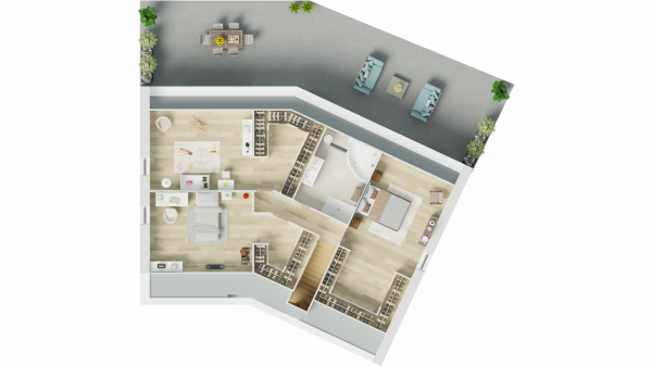 Vue du dessus etage maison individuelle a etage 4 chambres et garage - FAMILY HOME 157 - Groupe BDL