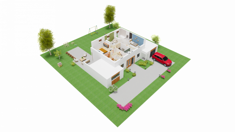 Vue interieure 3D ETAGE maison individuelle a etage R+1 - FH 31 Groupe BDL