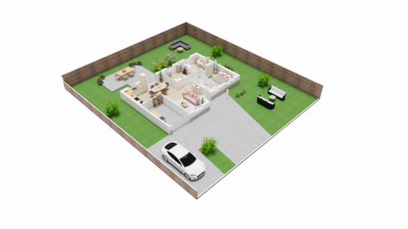 Vue interieure 3D maison individuelle de plain pied - FAMILY HOME 09 Groupe BDL