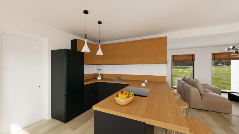 Vue interieure cuisine  maison contemporaine individuelle a etage R+1  avec garage FAMILY HOME 140 - Groupe BDL