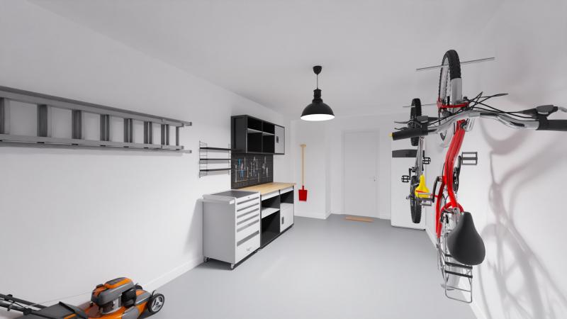 Vue interieure garage maison indivuiduelle a etage 3 chambres et bureau et garage FAMILY HOME 156 - Groupe BDL