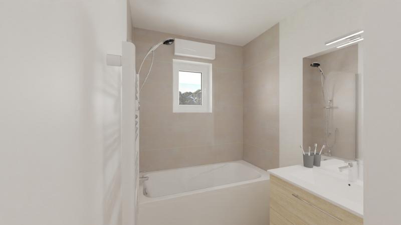 Vue interieure salle de bain maison individuelle de plain pied - FAMILY HOME 09 Groupe BDL
