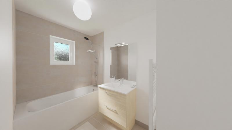Vue intérieure salle de bains maison indiviudelle à étage combles - 2 chambres et bureau - FH25