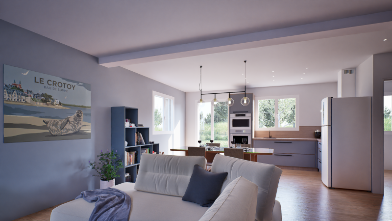 Vue interieure sejour maison inviduelle a etage gamme locative GAYA - GROUPE BDL
