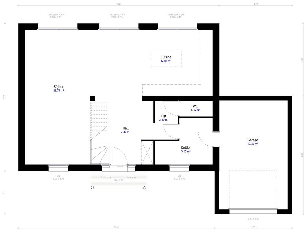 Plan De Maison 3 Chambres Modele Dh 61 Design Habitat