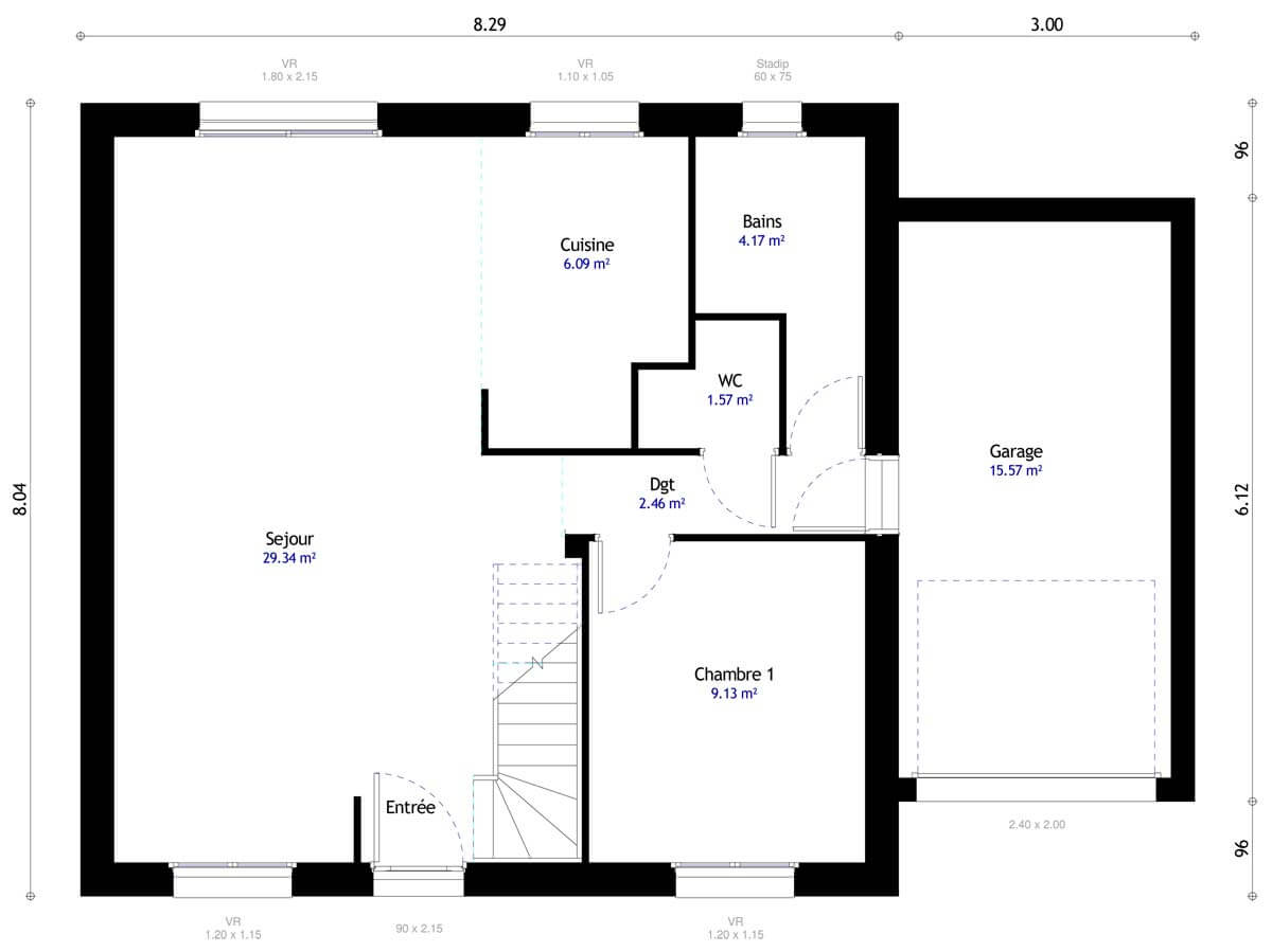 Plan De Maison 4 Chambres Modele Dh 98 Design Habitat