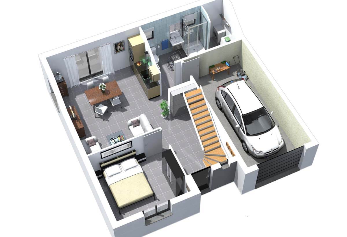 Plan maison individuelle 4 chambres Gaya - Habitat Concept