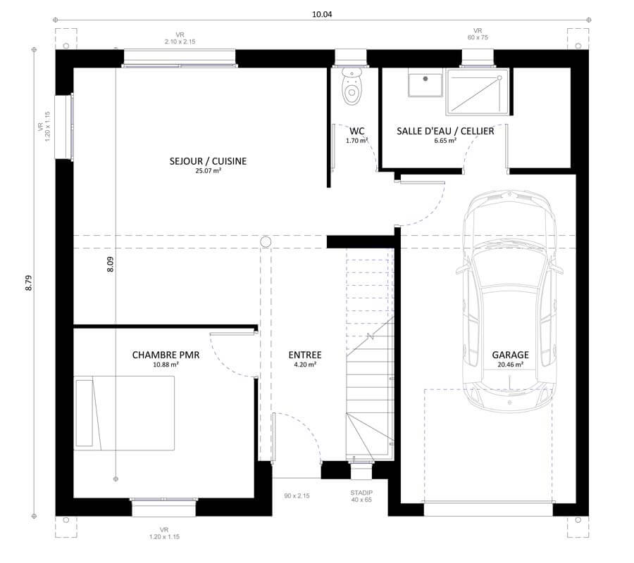plan de maison 4 chambres et garage